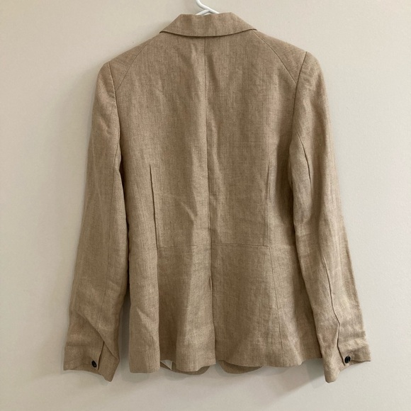 1.STATE Women's One Button 100% Linen Blazer Beige Size 6 Lined Long Sleeve - Picture 6 of 8